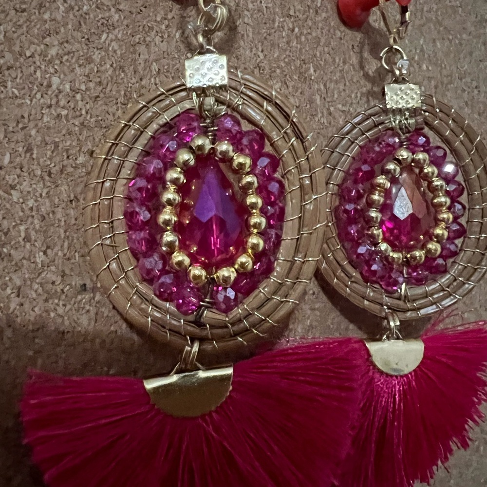 Elegant Pink and Gold Earrings